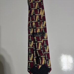 Bill Blass Burgundy and Cream Geometric Tie